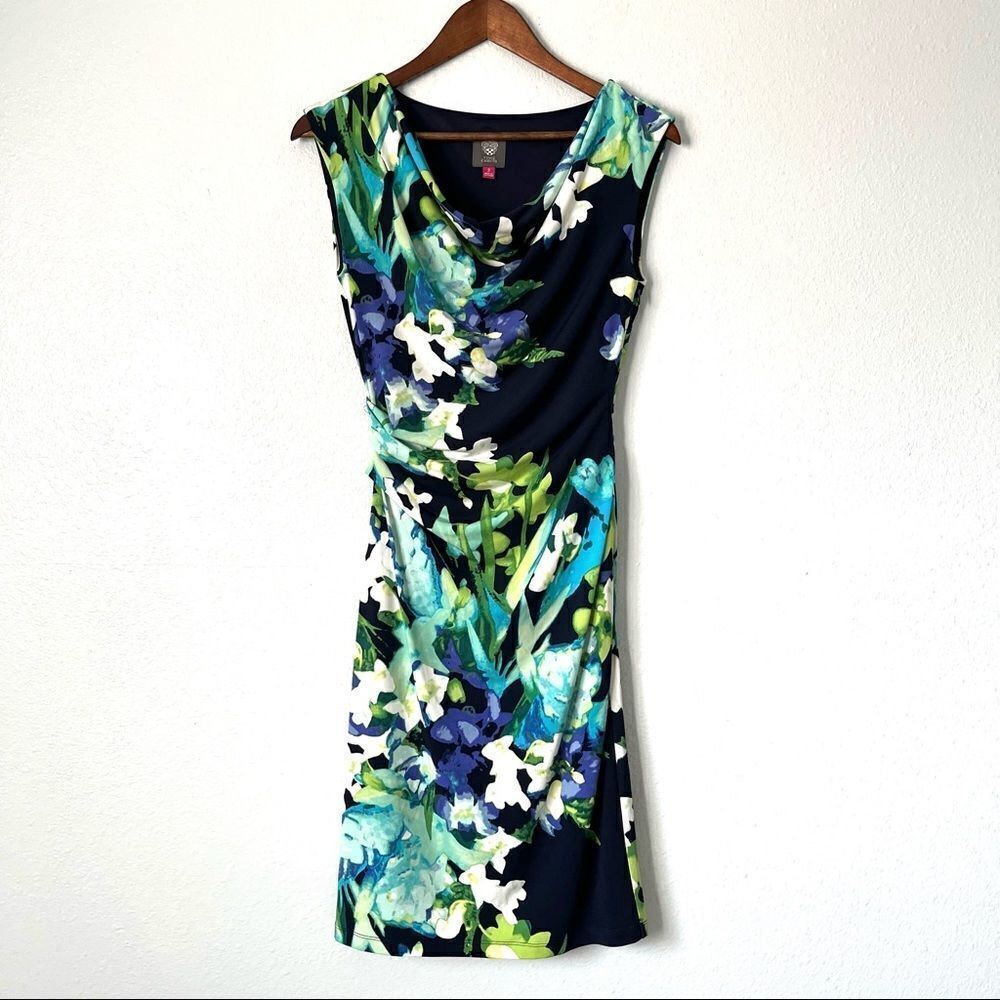 Vince Camuto Cowl Neck Ruched Sleeveless Dress Size 2